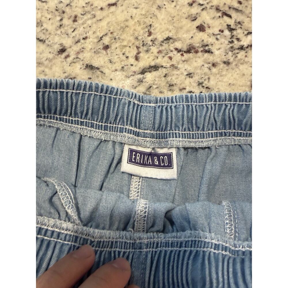 Erika & Co Women’s Light Wash Pull On Denim Pants Elastic Waist Large - Picture 6 of 8